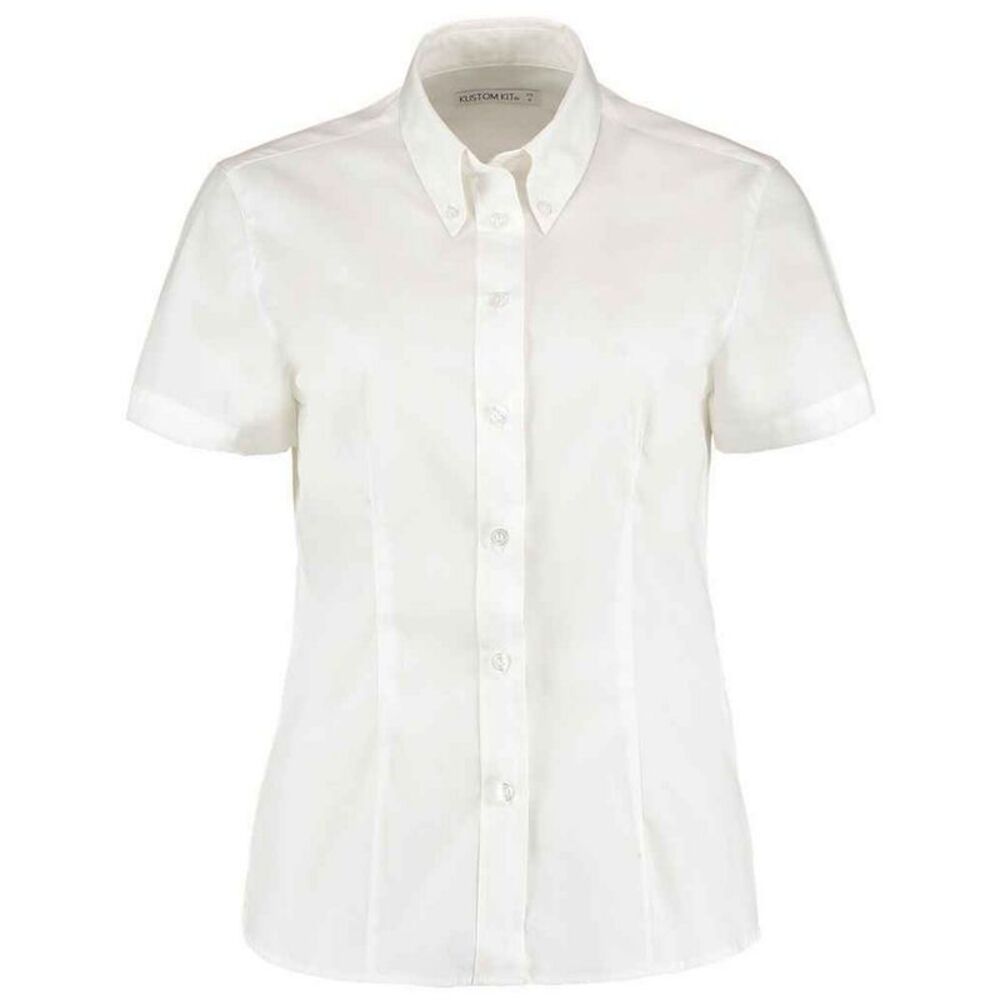Kustom Kit Womens/Ladies  Oxford Tailored Short-Sleeved Shirt / White